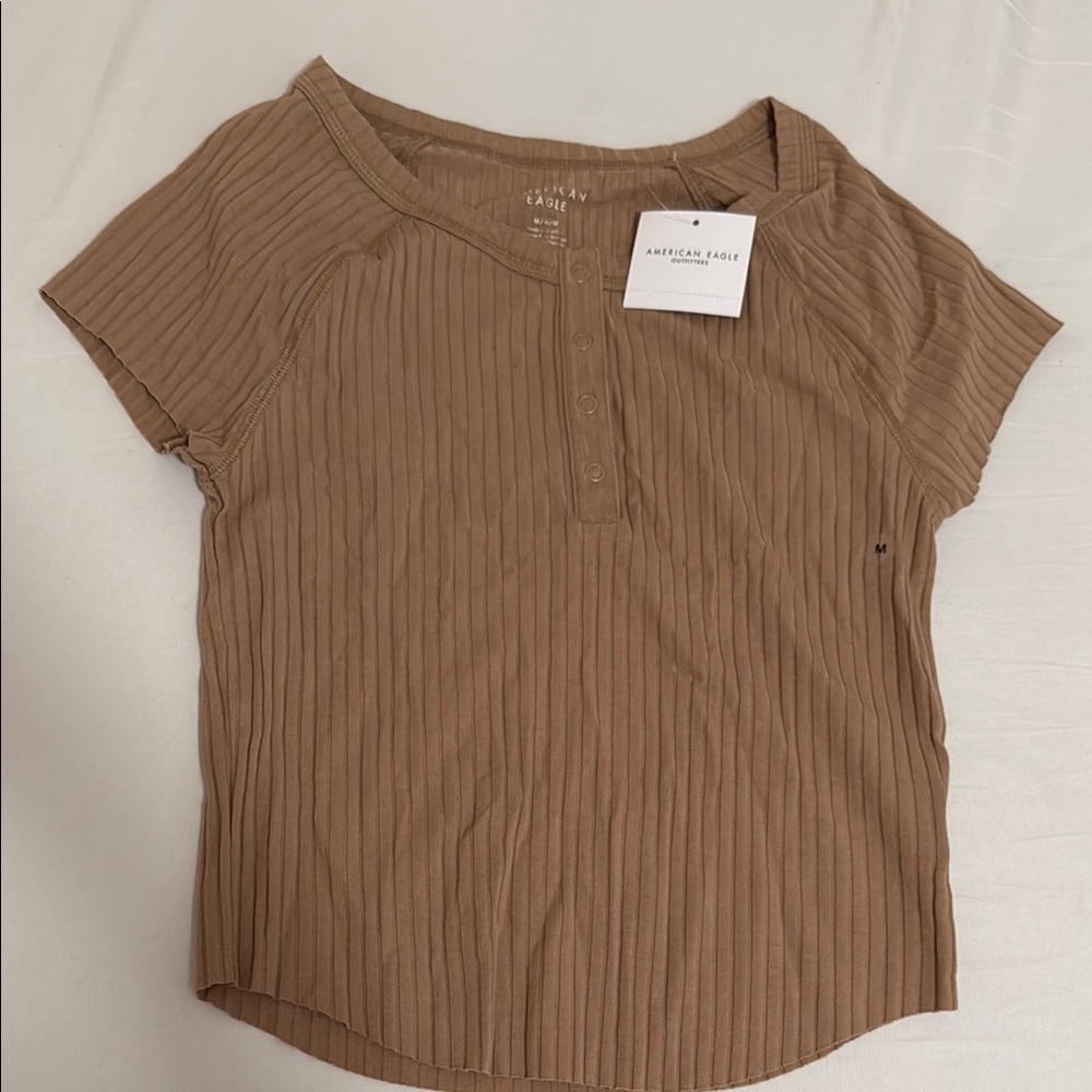 American Eagle Outfitters Tan Ribbed Top